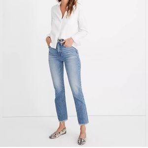 Madewell The Perfect Vintage Jean in Ainsworth Wash Raw Hem High Rise 26